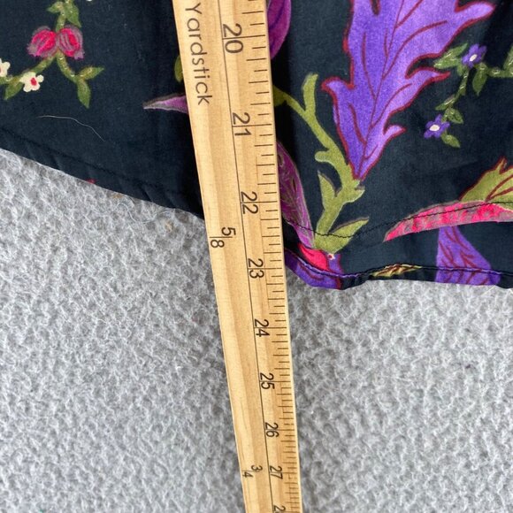 Lauren Ralph Lauren Top Womens Small Petite Black Multi Floral Button Up Collar - Picture 8 of 10